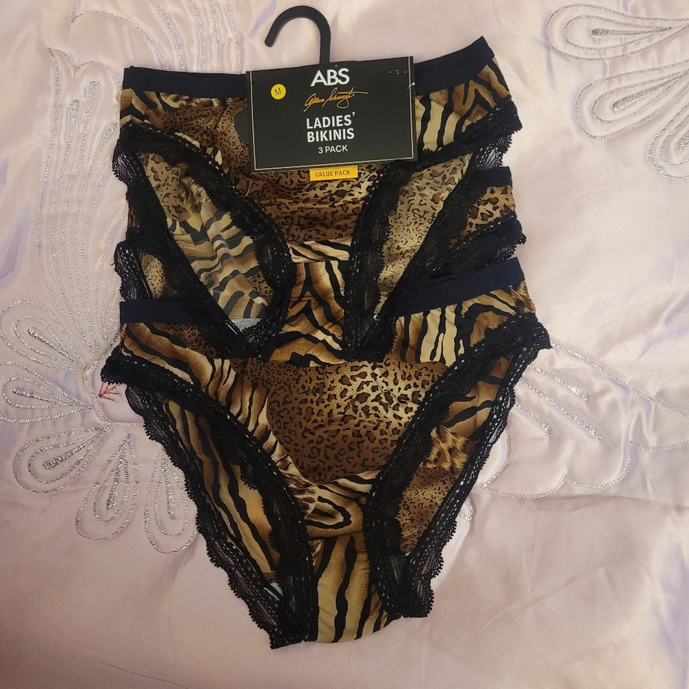 Leopard Print Ladies 3 Pack Bickini Underwear